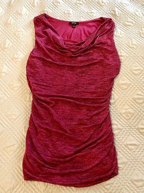 APT. 9 Women’s Magenta Ruched Sleeveless Top with Cowl Neck, Size Medium